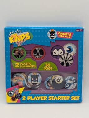 Retro Kaps 2 Player Starter Set Game - Includes 30 Pogs & 2 Plastic Slammers New